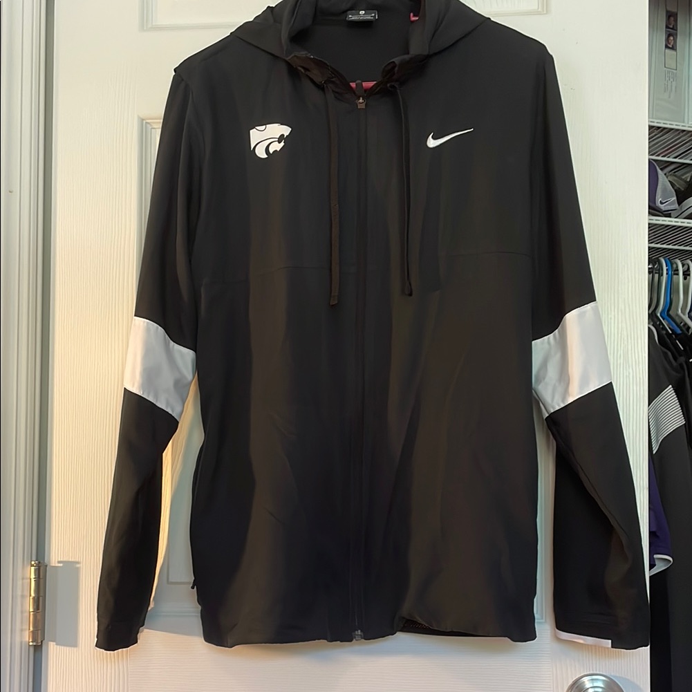 Nike Black And White Windbreaker Athletic Jacket Kansas State University